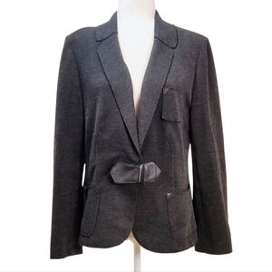 People Like Frank Anthropologie Charcoal Black Blazer Raw Hem Edgy Academia - 10